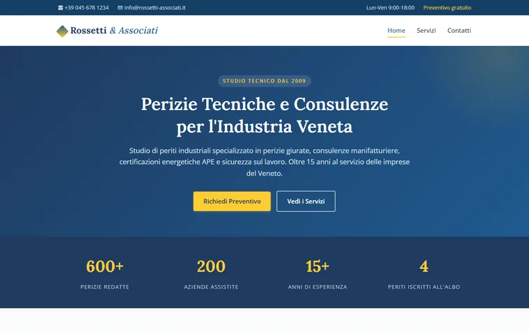 Anteprima di un sito di presentazione dimostrativo
